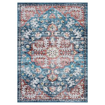 Vintage Area Rug Machine Washable Non Slip Non Shedding Stain Resistant Carpet for Living Room