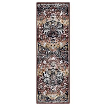 Vintage Area Rug Machine Washable Non Slip Non Shedding Stain Resistant Carpet for Living Room