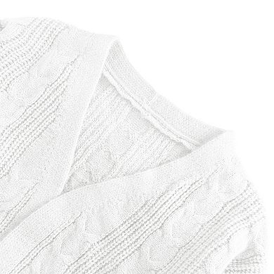 Girls Open Front Cable Knit Cardigan Sweaters Kids Oversized Long Sleeve Cute Outwear Coat