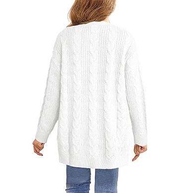 Girls Open Front Cable Knit Cardigan Sweaters Kids Oversized Long Sleeve Cute Outwear Coat