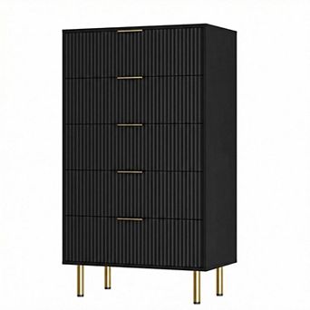 5 Drawer Dresser,Fluted Dresser for Bedroom,47.9" Tall Dressers , for Closet, Living Room, Entryway