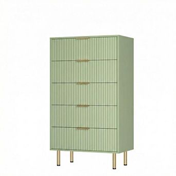 5 Drawer Dresser,Fluted Dresser for Bedroom,47.9" Tall Dressers , for Closet, Living Room, Entryway