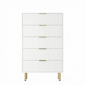 5 Drawer Dresser,Fluted Dresser for Bedroom,47.9" Tall Dressers , for Closet, Living Room, Entryway