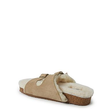 Fireside by Dearfoams Women's Genuine Shearling Double Band Slide Slippers