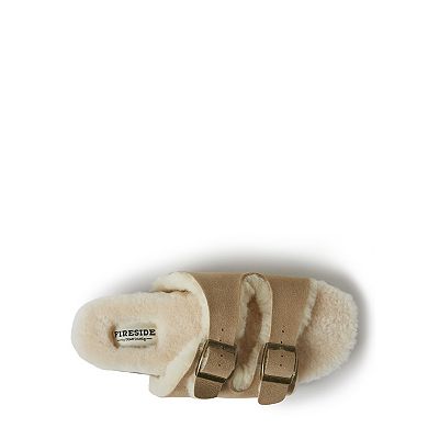 Fireside by Dearfoams Women's Genuine Shearling Double Band Slide Slippers
