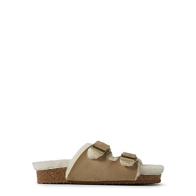 Fireside by Dearfoams Women's Genuine Shearling Double Band Slide Slippers