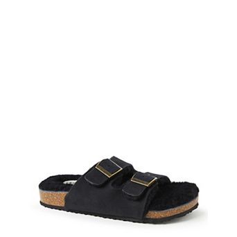 Fireside by Dearfoams Women's Genuine Shearling Double Band Slide Slippers