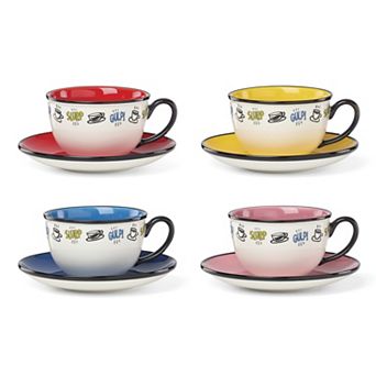 Lenox Chef Snoopy 4 pc Tea Cup and Saucer Set