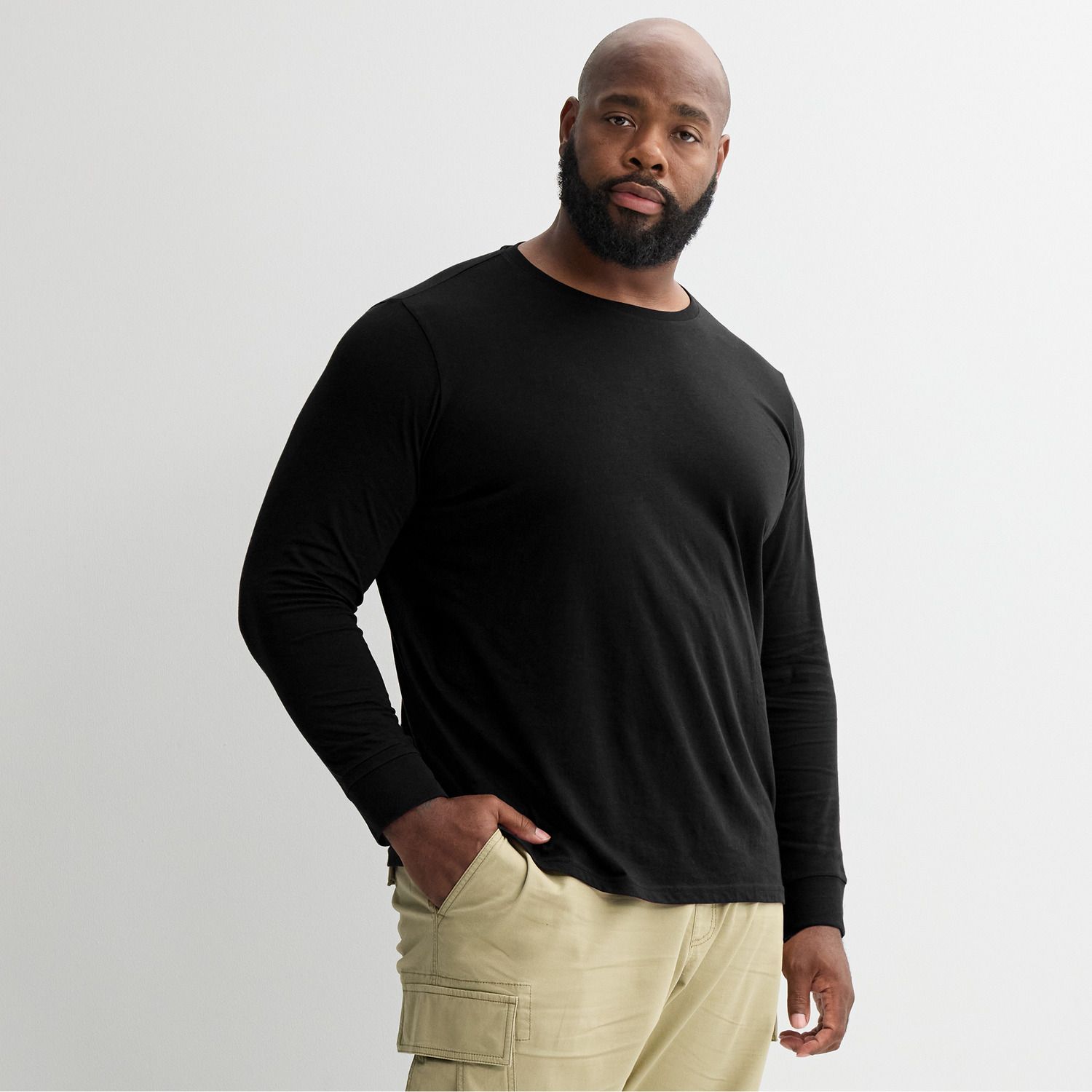 Мужские футболки Big & Tall Sonoma Goods For Life® Supersoft Long Sleeve Crewneck, цвет: Чёрный — фото 1
