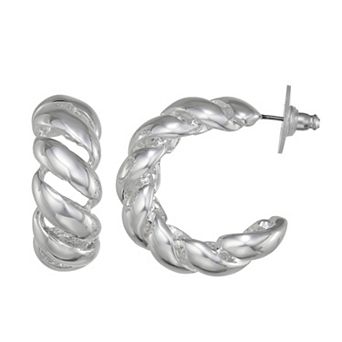 Nine West Rope Pattern Hoop Earrings