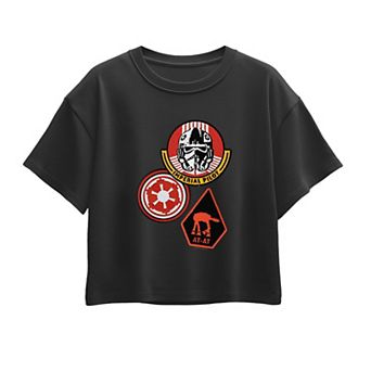 Girls 7-16 Star Wars The Mandalorian & Grogu Imperial Pilot Patches Boxy Tee
