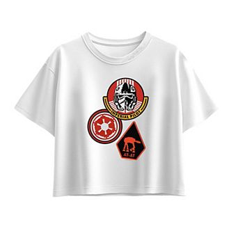 Girls 7-16 Star Wars The Mandalorian & Grogu Imperial Pilot Patches Boxy Tee