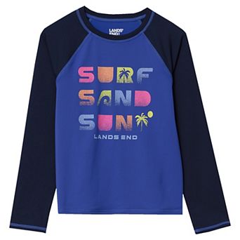 Girls 2-16 Lands' End Chlorine Resistant Long Sleeve Crew Neck Rashguard