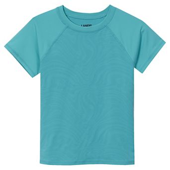 Girls 8-16 Lands' End Chlorine Resistant Short Sleeve Magic Print Swim Rashguard in Plus Size