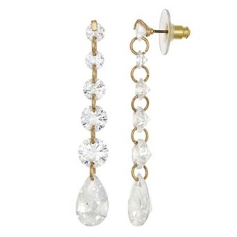 Nine West Statement Crystal Linear Earrings
