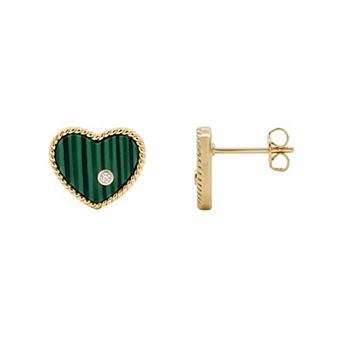 PRIMROSE 14k Gold Flash Plated Cubic Zirconia Heart Stud Earrings