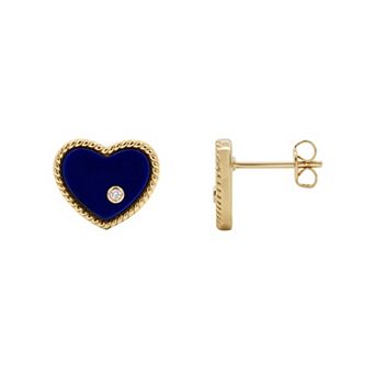 PRIMROSE 14k Gold Flash Plated Cubic Zirconia Heart Stud Earrings