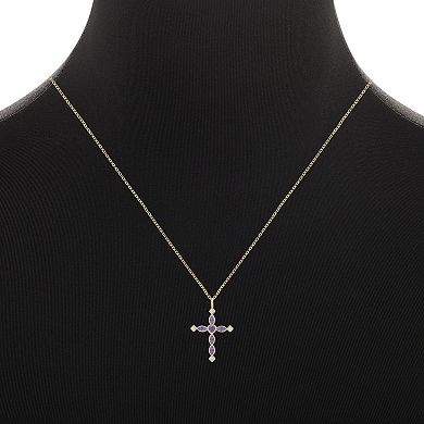 PRIMROSE 14k Gold Flash Plated Cubic Zirconia Cross Pendant Necklace