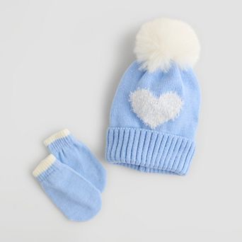 Baby & Toddler Girls Addie & Tate 2 pc Heart Hat & Mittens Set