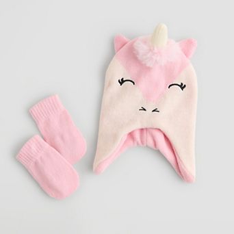 Baby & Toddler Girls Addie & Tate 2 pc Unicorn Hat & Mittens Set