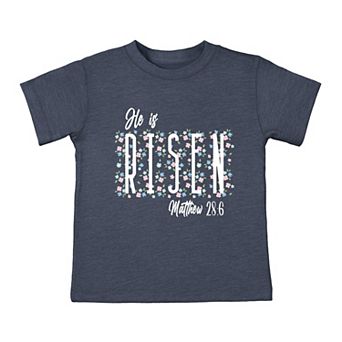 He Is Risen Floral - Toddler Short Sleeve Graphic T-Shirt