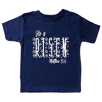 He Is Risen Floral - Toddler Short Sleeve Graphic T-Shirt