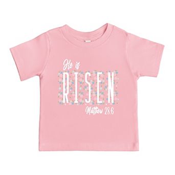 He Is Risen Floral - Toddler Short Sleeve Graphic T-Shirt
