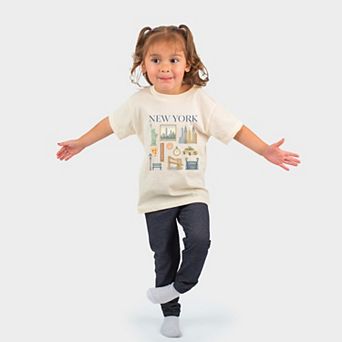 New York Watercolor Collage - Toddler Short Sleeve Graphic T-Shirt