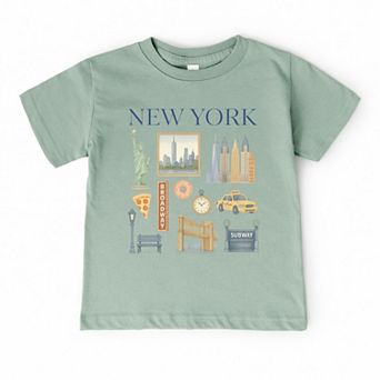 New York Watercolor Collage - Toddler Short Sleeve Graphic T-Shirt