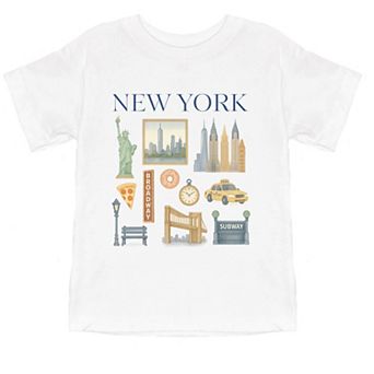 New York Watercolor Collage - Toddler Short Sleeve Graphic T-Shirt