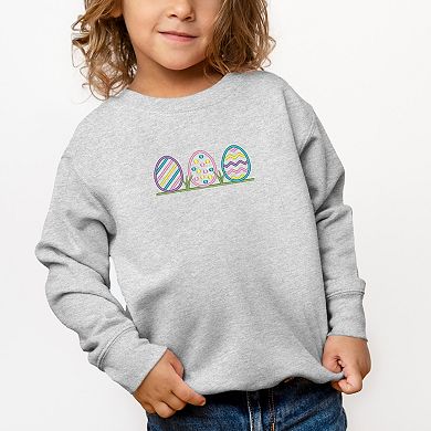 Embroidered Easter Eggs In Grass - Toddler Graphic Sweatshirt