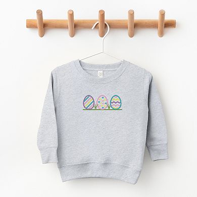 Embroidered Easter Eggs In Grass - Toddler Graphic Sweatshirt