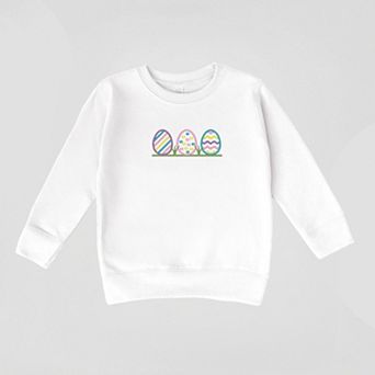 Embroidered Easter Eggs In Grass - Toddler Graphic Sweatshirt
