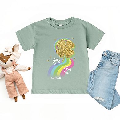 SmileyWorld Rainbow Clover Glitter - Toddler Short Sleeve Graphic T-Shirt