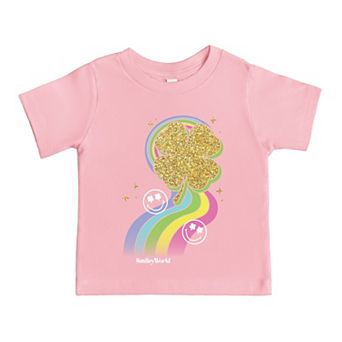 SmileyWorld Rainbow Clover Glitter - Toddler Short Sleeve Graphic T-Shirt