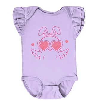 Pink Chick Sunglasses Glitter - Baby Flutter Sleeve Bodysuit