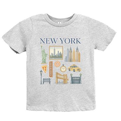 New York Watercolor Collage - Youth Short Sleeve Graphic T-Shirt