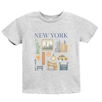 New York Watercolor Collage - Youth Short Sleeve Graphic T-Shirt