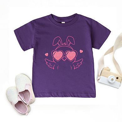 Pink Chick Sunglasses Glitter - Toddler Short Sleeve Graphic T-Shirt