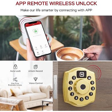 5-in-1 Aluminum Smart Pad Lock with Wi-Fi & Voice Control, Keypad, Key, Auto-Unlock & Quiet Mode