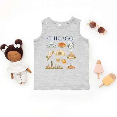 Chicago Watercolor Collage - Toddler Graphic Tank