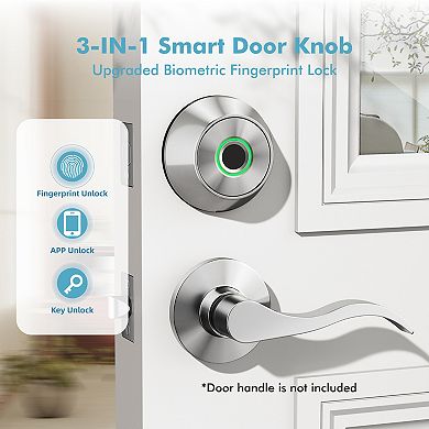 3-in-1 Zinc Smart Lock Deadbolt with Wi-Fi & Voice Control, Fingerprint, Auto-Unlock & Quiet Mode