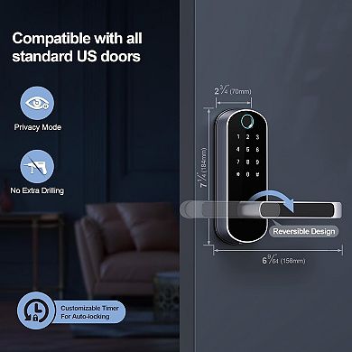 5-in-1 Aluminum Smart Pad Lock with Wi-Fi & Voice Control, Fingerprint, IC Card, Keypad, Auto-Unlock