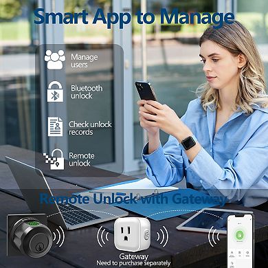 3-in-1 Aluminum Smart Lock Knob with Wi-Fi & Voice Control, Fingerprint, Auto-Unlock & Quiet Mode