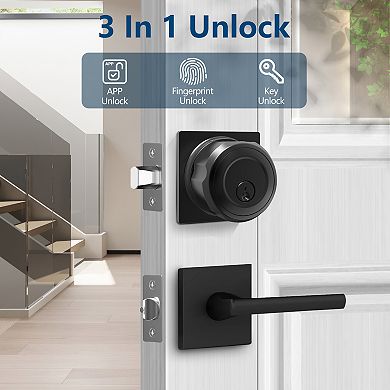 3-in-1 Aluminum Smart Lock Knob with Wi-Fi & Voice Control, Fingerprint, Auto-Unlock & Quiet Mode