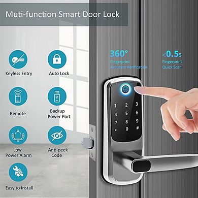 5-in-1 Aluminum Smart Pad Lock with Wi-Fi Control, Fingerprint, IC Card, Keypad, Key & Auto-Unlock