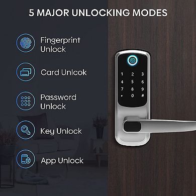 5-in-1 Aluminum Smart Pad Lock with Wi-Fi Control, Fingerprint, IC Card, Keypad, Key & Auto-Unlock