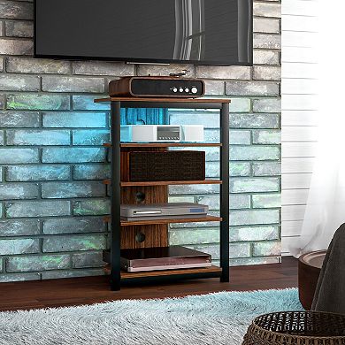 HOMCOM TV Stand with 4-Tier Storage Shelves and Steel Frame