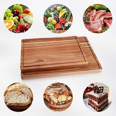 Extra Large Acacia Wood Cutting Board - Thick Heavy Duty Wooden Chopping Board with Deep Juice Groov