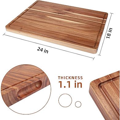 Extra Large Acacia Wood Cutting Board - Thick Heavy Duty Wooden Chopping Board with Deep Juice Groov
